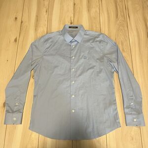 Roberto Cavalli Button Up Shirt Embroidered Long Sleeve Blue Mens Size Med-large